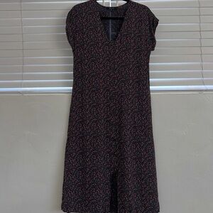 Madewell Black and Red Floral Midi Dress